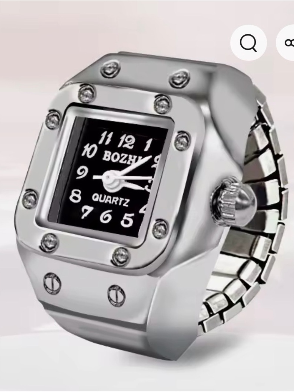 Available Soon, Silver Quartz Bracelet Watch - Silver/Black Ring
